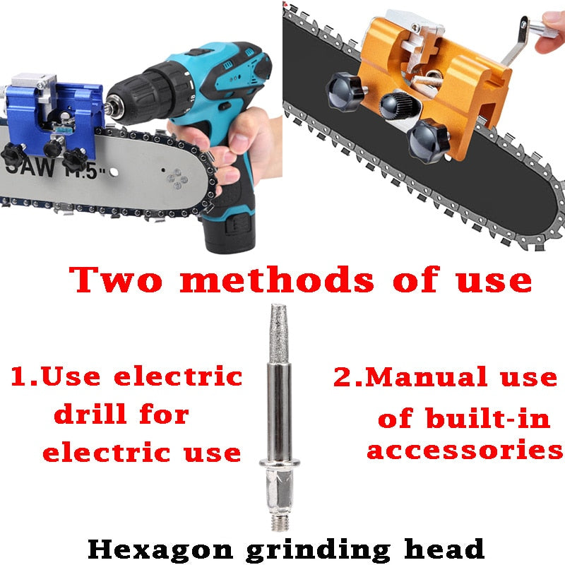 Easy Portable Chainsaw Sharpening Jig  with Grinder Stones Chain Saw Drill Sharpen Tool